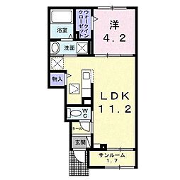 カーサ・ヴァンベールI 1LDKの間取図画像
