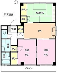メゾン・山崎B 3DKの間取図画像