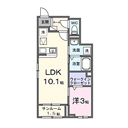 ミニョン フロル A 1LDKの間取図画像