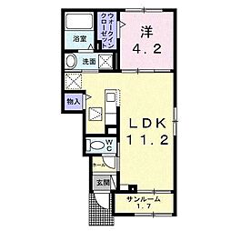 カーサ・ヴァンベールII 1LDKの間取図画像