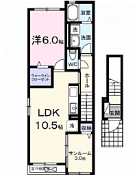 塩川アパート一期 1LDKの間取図画像