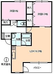 メリーガーデン 2LDKの間取図画像