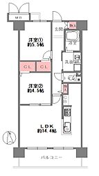 キャステージパーク1番街 2LDKの間取図画像