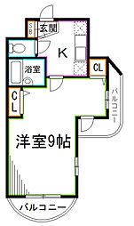 JR中央本線 阿佐ケ谷駅 徒歩8分の賃貸マンション 3階1Kの間取り