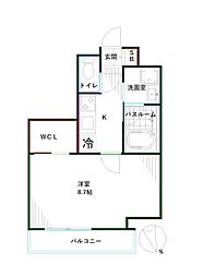 XEBEC方南町 1Kの間取図画像