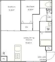 Lokahi Nakano 2LDKの間取図画像