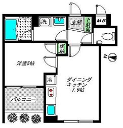 レクシオシティ新高円寺 1DKの間取図画像