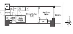 バウスフラッツ高円寺 1DKの間取図画像