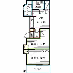 グリーンヒルズ 2DKの間取図画像