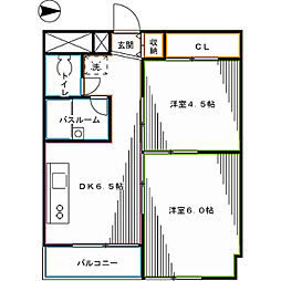 YAハイツ阿佐谷 2DKの間取図画像