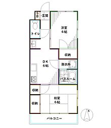 巳善ハイツ 2DKの間取図画像