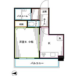 クリスタル山内 1Kの間取図画像