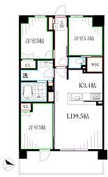 トラープランド蒼麗館 4階3LDKの間取り