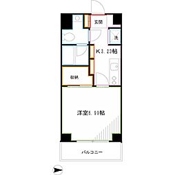 ドゥーエ武蔵小金井 2階1Kの間取り