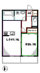 エルメゾン武蔵野2 1LDKの間取図画像