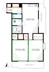 レジディア吉祥寺 2DKの間取図画像