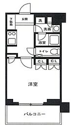 プラウドタワー武蔵小金井クロスイースト 1Kの間取図画像