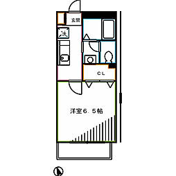 プレアディス2000 1Kの間取図画像