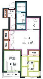 シャトーベリョーザ 2LDKの間取図画像