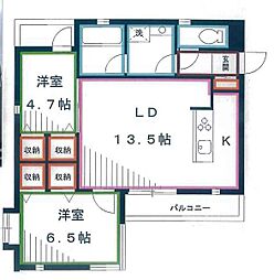パークビューヒルズ 2LDKの間取図画像