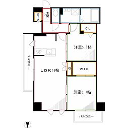 グランシャルール武蔵境 2LDKの間取図画像