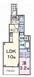 ピースフルIII 1LDKの間取図画像