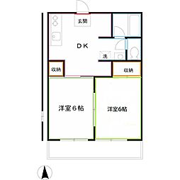 コーポ梶野B 2DKの間取図画像