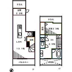 ブラヴィミタカ楼庵 1LDKの間取図画像