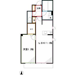 フェリシテドゥー 1LDKの間取図画像