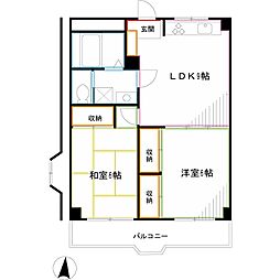 セントラル・ハイツ 2DKの間取図画像