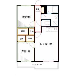 ラボーセジュール小金井 2LDKの間取図画像