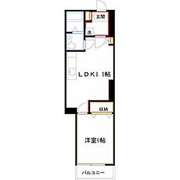 カーサ.ヴェルデ 1LDKの間取図画像