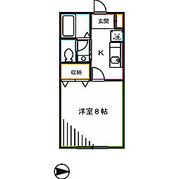 アヴェニュー 1Kの間取図画像