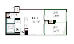 エルファーロ三鷹 2LDKの間取図画像