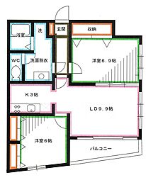ラヴェール2000 2LDKの間取図画像