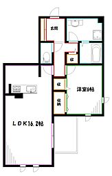 ベオーク 1LDKの間取図画像