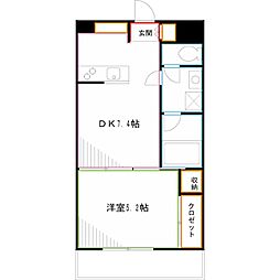 フェリオ三鷹 1DKの間取図画像