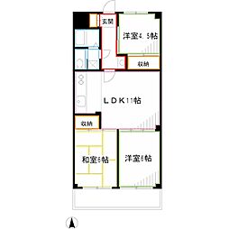 バードランド小金井 3LDKの間取図画像