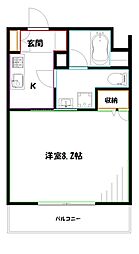 クレイシア三鷹 1Kの間取図画像