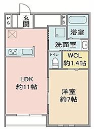 ラシーネセレッソ 1LDKの間取図画像