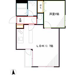 LAPiS三鷹 1LDKの間取図画像