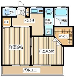 メゾン・ド・フルールA 2Kの間取図画像