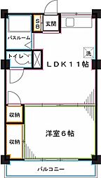 クラウディー2 1LDKの間取図画像
