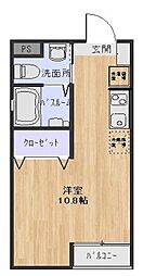 ボヌール三鷹台 ワンルームの間取図画像
