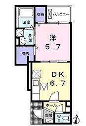 Arc-en-ciel 1DKの間取図画像