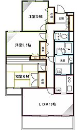 ベル富士見丘 3階3LDKの間取り