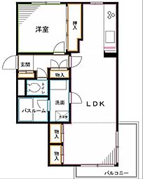 グローリアビル 1LDKの間取図画像