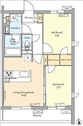 ディアクレスト西荻窪 2LDKの間取図画像