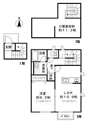 ミント武蔵野E 1LDKの間取図画像