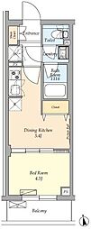 ディアクレスト西荻窪 1DKの間取図画像